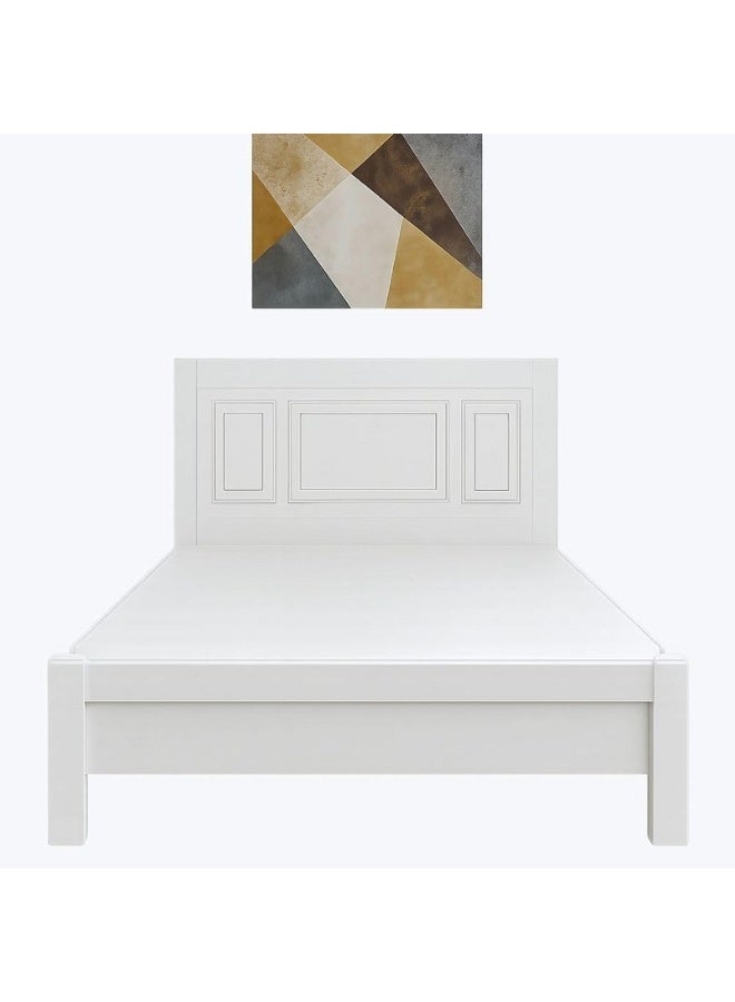 SUNLIT HOME إطار سرير مزدوج منزلي نوفا مشمس - أبيض - خشب MDF بسمك 18 مم مع تشطيب ميلامين كامل - قوي ودائم - 120x200 سم (بدون مرتبة وبدون طاولة جانبية) - Image 2